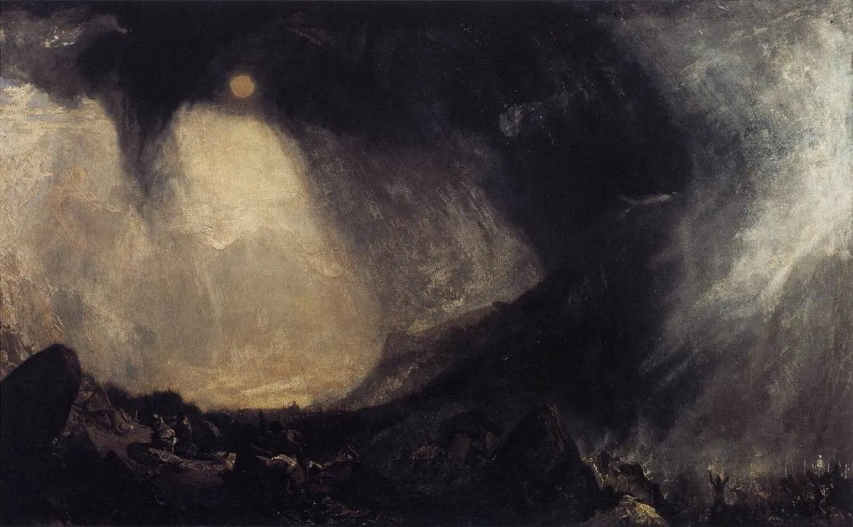 Pintura de Turner mostrando uma tempestade de neve sobre o exército de Aníbal
